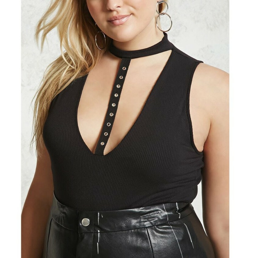 Forever 21 Plus black harness bodysuit 3x